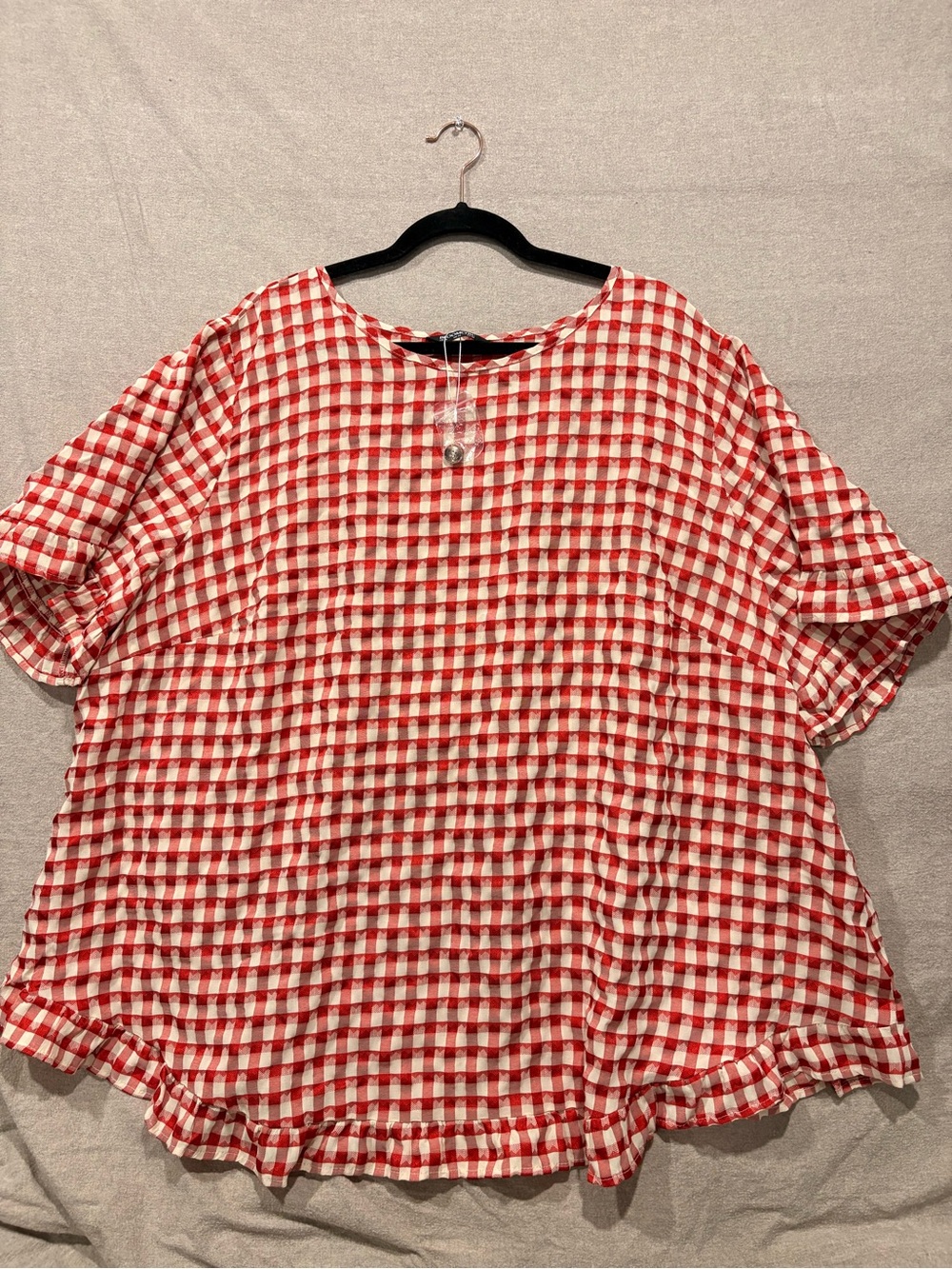 BloomChic Red and White Gingham Tunic Top Women’s Size 28